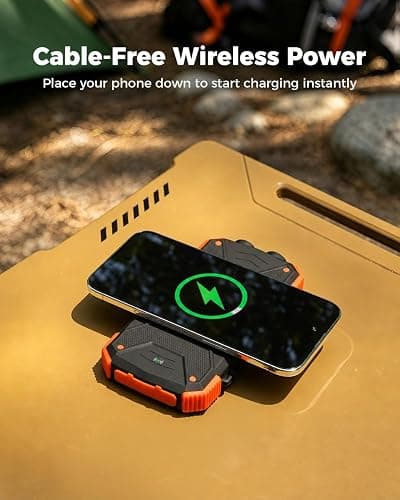 BLAVOR Solar Power Bank 10,000mAh Portable Wireless Charger for Cell Phones | 20W USB-C battery pack, battery bank, IPX5 waterproof, 2 flashlights, camping essentials, hiking gear, emergency solar backup thumbnail 2