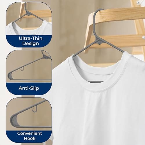 SereneLife 30 Pack Plastic Hangers, Non-Slip, Space-Saving Closet Organizers, Durable and Strong for Shirts, Sweaters, Hoodies, Kids Clothes & Dresses, Ultra-Thin, Lightweight thumbnail 5
