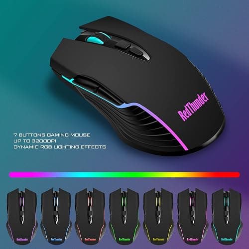 RedThunder K10 Wireless Gaming Keyboard and Mouse Combo, LED Backlit Rechargeable 3800mAh Battery, Mechanical Feel Anti-ghosting Keyboard + 7D 3200DPI Mice for PC Gamer (Black) thumbnail 6