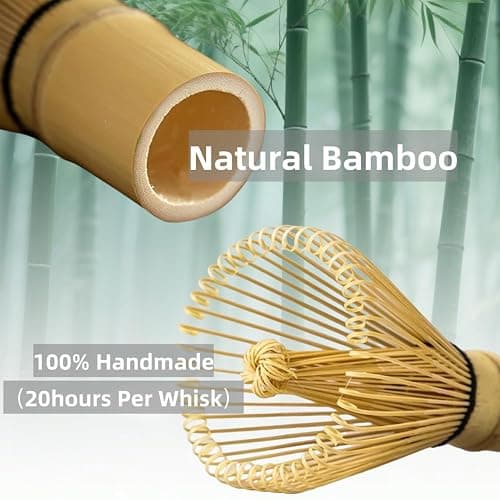Cute Pink Matcha Whisk Set of 5 for Matcha Tea,Matcha Powder Kit（Bowl with Spout+bamboo Whisk and Holder+Strainer+Scoop）for Macha Starter Making Tools with Small Sifter Sieve Mixer Wisk Chasen Chawan thumbnail 6