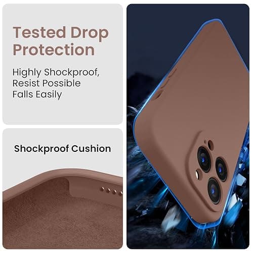FireNova for iPhone 14 Pro Case, Silicone Upgraded [Camera Protection] Phone Case with [2 Screen Protectors], Soft Anti-Scratch Microfiber Lining Inside, 6.1 inch, Light Brown thumbnail 4