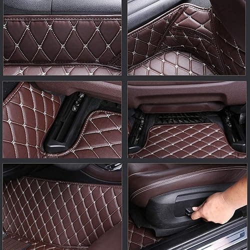 ZPXJSM Custom Floor Mats for Cars fit 95% Sedan SUV Sports Car Full Coverage All Weather Men Women Pads Protection Non-Slip Leather Floor Liners (Black Wine red Stitching) thumbnail 8