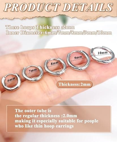 Hypoallergenic Surgical Steel Earrings Sets for Sensitive Ears Lightweight Small Huggie Hoop Earrings 20G Stainless Steel Opal Ball Pearl CZ Flat Back Earrings for Women Men Trendy Cartilage Earrings Hoop Stud thumbnail 4