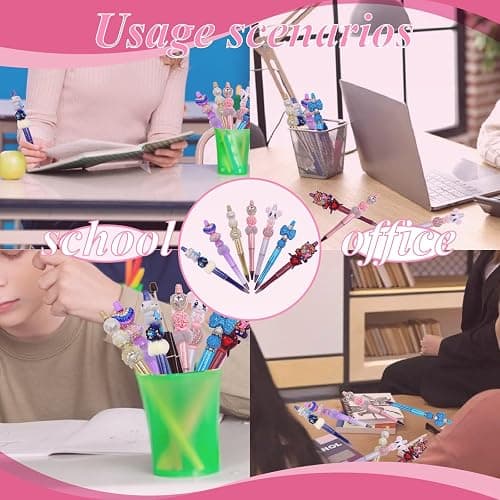 Htfunstore 20 Pcs DIY Beadable Ballpoint Pens-DIY Crafting for School Supplies-Teacher Gifts&Student Prizes,Party Favors Office,Accessories Supplies (Solid color) (Candy Purple) thumbnail 5