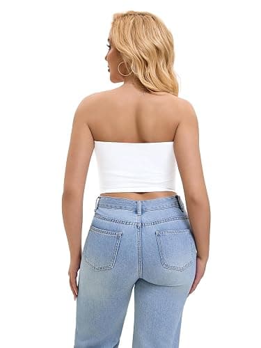 SKYZOO Tube Tops for Women Strapless Crop Basic Backless Sleeveless Bandeau Going Out Cute 2025 Summer Tops thumbnail 5