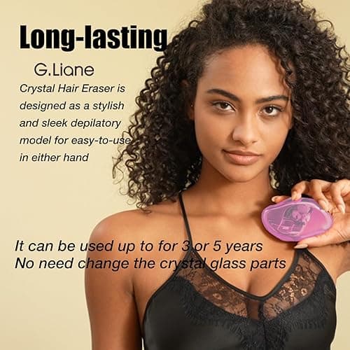 G.Liane Crystal Hair Eraser,Upgraded Painless Crystal Hair Remover,Effective Nano Glass Hair Removal Device and Skin Exfoliation,Body Epilator for Women and Men(Light Pink) - Light Pink thumbnail 6