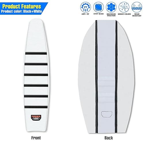 MCHMFG Universal Ribbed Dirt Bike Seat Cover - Gripper Soft Seat Cover for Most Dirt Pit Bike Motorcycle (White-White) - White-White thumbnail 8
