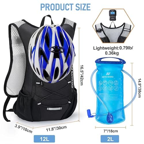 Lightweight Hydration Backpack, Running Backpack with 2L Water Bladder, Hydro Water Daypack for Cycling Hiking Rave for Men Women thumbnail 5
