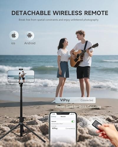 RISEOFLE Phone Tripod & Selfie Stick, 180cm Aluminum All in One Extendable Tripod for Smartphone, Portable Travel Phone Stand for Filming, with Wireless Remote for iPhone/Samsung/Android/Camera thumbnail 4