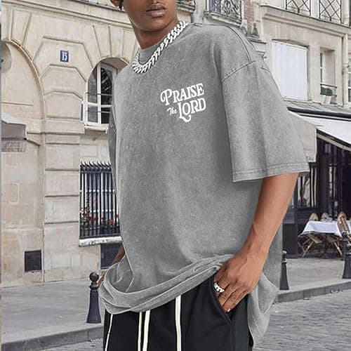 Wedsadl Christian Jesus Shirts for Men Religious Praise The Lord Bible Verse Shirt Oversized Graphic Tees Acid Wash Tshirt thumbnail 3