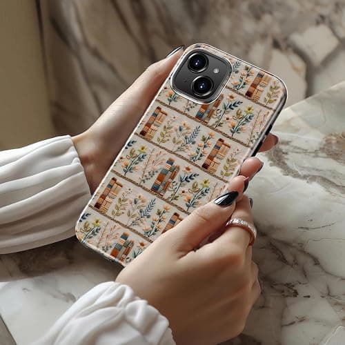STARVIP for iPhone 14 Case Cute - Wireless Charging Compatible - Dual-Layer Hard Shell + Silicone Cover - Aesthetic Protective Phone Case for Women - Vintage Floral Bookish thumbnail 2