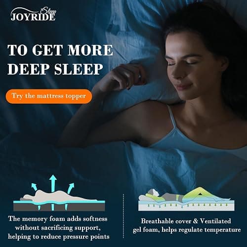 3 Inch Full Size Memory Foam Mattress Topper, Cooling Gel Bed Topper with Removable Cover, Soft & Pain Relief & Breathable, CertiPUR-US & Oeko-Tex Certified thumbnail 6