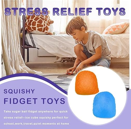 8 PCS Squishy Cubes Stress Ball Set, Squishy Fidget Toys | 8Pcs Squishy Fidget Toys Set In Flexible Elastomer For Office Focus And Sensory Relief With Window Display Box thumbnail 4