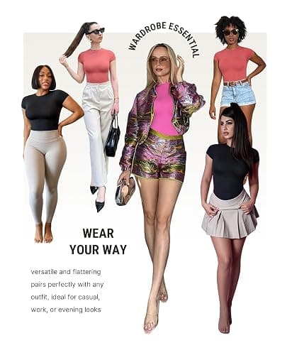 FeelinGirl Shapewear Bodysuit Tummy Control Soft Short Sleeve For Women thumbnail 6