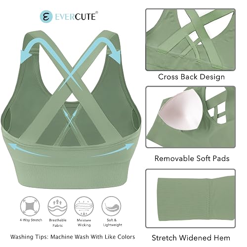 Evercute Sports Bra for Women Padded Medium Support Criss Cross Strappy Bras Seamless High Impact Yoga Exercise Athletic Bras thumbnail 5