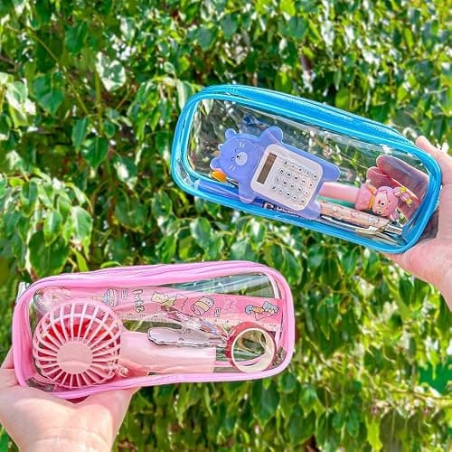 HiChange Clear Pencil Case Transparent PVC Pencil Cases Clear Pencil Bag for Exam (Pink-1Pack) thumbnail 6