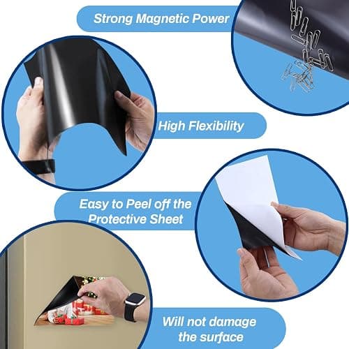 TZSTARJIMAG Magnetic Sheets with Adhesive Backing,8.5" x 11"(Pack of 16) | ,30 mil Thick Cuttable Flexible Magnet Sheets for DIY Crafts,Photos and Stickers,Magnetic Paper with Strong Self Adhesive thumbnail 4