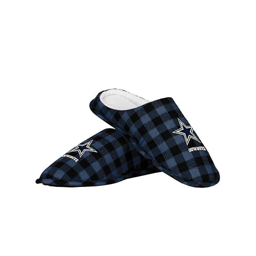 FOCO Men'sNFL Sherpa Lined Buffalo Check Memory Foam Slippers thumbnail 3