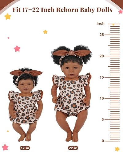 BABESIDE Reborn Baby Doll Clothes for 17- 22 Inch Dolls | 2-piece leopard pattern reborn baby doll clothes outfits for 17–22 inch dolls with 1 doll romper and 1 matching headband thumbnail 4