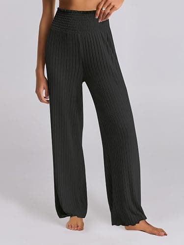 ANRABESS Women 2 Piece Lounge Pajamas Sets Casual Ribbed Knit Long Sleeve Top Pants Matching Set 2025 Fall Outfits Clothes thumbnail 6