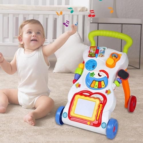 Queiting Baby Walker First Steps 2in1 Activity Musical Toys Car Along Ride Children's Music Walker Baby Toddler Stroller Used for Baby Steps thumbnail 2