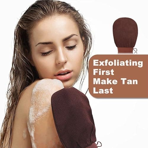 Sanfery 5-Piece Self Tanning Mitt Kit with Self Tanner Back Applicator, Self Tanning Brush, Exfoliating Mitt & Accessories for Flawless Tan thumbnail 7