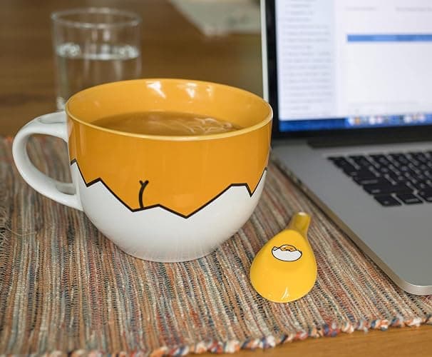 Silver Buffalo Gudetama Dangerous Situations Boxed Ceramic Soup Mug w/Spoon, 24-Ounce thumbnail 4