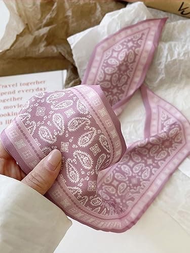 RFQMNO 4/5/6 Pack Hair Scarf for Women, 35"x2.36" Lightweight Silk Headband, Purse & Bag Scarves Gift Collection thumbnail 9