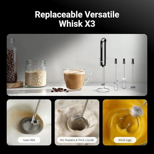 InstaWhisk Milk Frother with Variable Speed, Rechargeable Coffee Frother Wand with Detachable Double Whisk, Drink Mixer Handheld Electric Stirrer for Latte, Cappuccino, Matcha, Almond Milk, Protein thumbnail 7