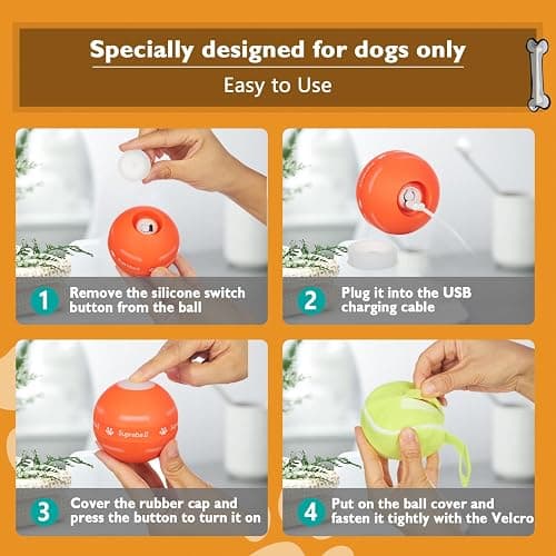 PetDroid Interactive Dog Toys Dog Ball,[2025 Newly Upgraded] Durable Motion Activated Automatic Rolling Ball Toys for/Small/Medium/Large Dogs,USB Rechargeable(Orange) thumbnail 6