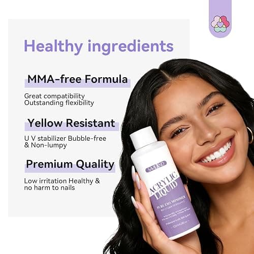 SAVILAND Low Odor Monomer Acrylic Nail Liquid, 4 oz | Non-Yellowing Monomer, With #12 Nail Brush, For Acrylic Powder Application, Beginners At-Home DIY & Professional Salon Use thumbnail 7