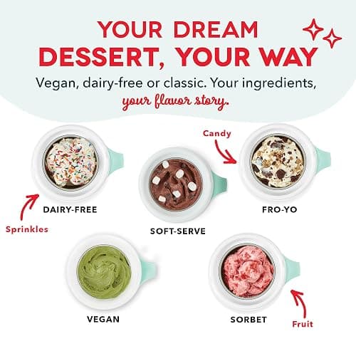 Dash My Mug Ice Cream Maker - Makes Single Serving of Gelato, Frozen Yogurt, Sorbet & More - Easy to Clean & Use - Aqua, 2 Bowls thumbnail 5