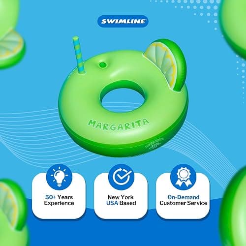 Swimline Margarita Pool Ring with Cupholder & Backrest – Inflatable Lounge Float with Fun Design for Adults & Teens – Durable Vinyl Ring for Pool, Lake, or Beach – Easy to Inflate and Store thumbnail 8