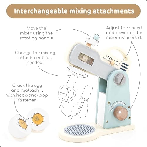 UMU® Wooden Mixer Play Set – 10 Pcs Kids Baking Toy with Mixing Bowl Whisk Ingredients & More – Pretend Kitchen Play Food Set for Little Chefs Ages 3 4 5 thumbnail 4