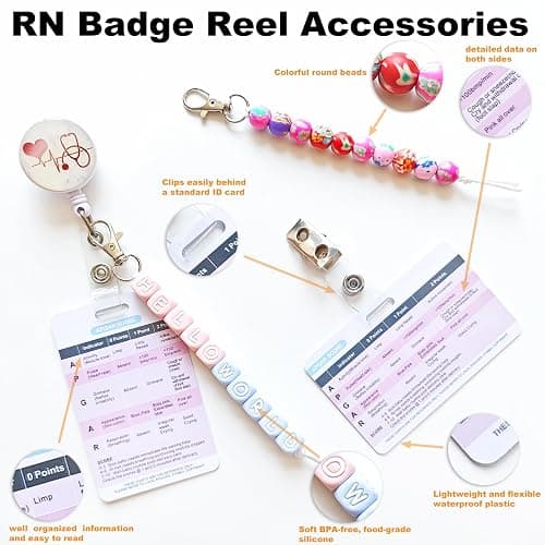 APGAR Score Reference Card with Cervical Dilation Beads for Nurse Badge Reel Accessories, Newborn Assessment Card & Dilation Beads Labor and Delivery for L&D Nurse Badge Reel, Nursing School Supplies thumbnail 4