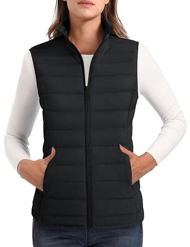 MAGCOMSEN Women's Puffer Vest Lightweight Stand Collar Zip 4 Pockets Puffy Vests Sleeveless Quilted Padded Outerwear - Image 1