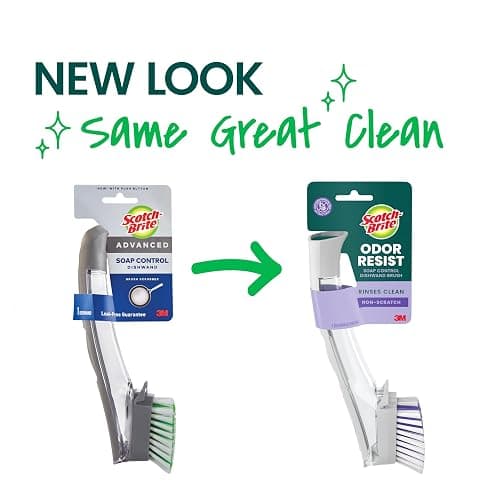 Scotch-Brite Odor Resist Soap Control Dishwand Brush, Non-Scratch Cleaning Brush with Scraper, Stands Upright, 1 Pack thumbnail 2