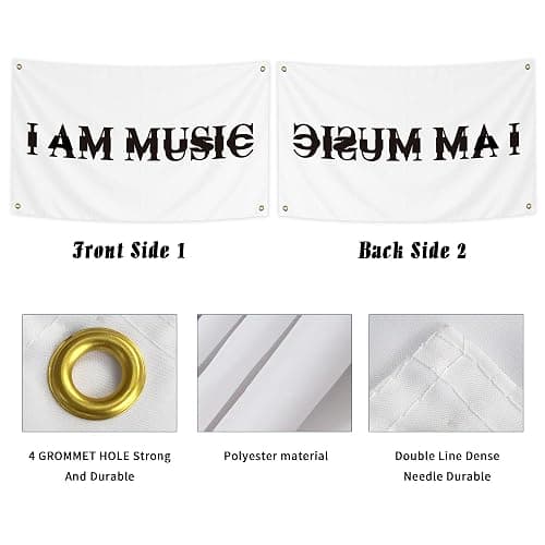 I Am Music Flag 3x5 Ft Funny Rapper Wall Banner, Motivational Quote Flag for Indoor Room College Dorm Hanging Decor thumbnail 4