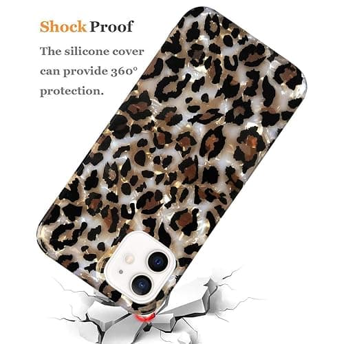 J.west Case Compatible with iPhone 12/12 Pro 6.1-inch, Luxury Sparkle Translucent Clear Leopard Cheetah Print Pearly Design Soft Silicone Slim TPU Protective Phone Case Cover for Girls Women (Bling) thumbnail 6