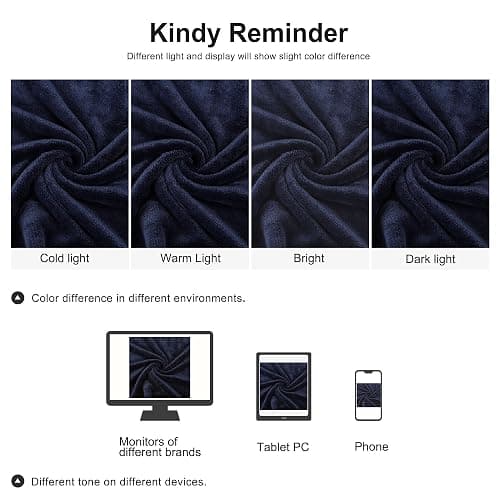 PiccoCasa Flannel Fleece Blanket Soft Lightweight Warm Fuzzy Blanket for All-Seasons, Luxury Comfy Decorative for Couch Living Room Navy Blue Single (130 x 150cm) thumbnail 8