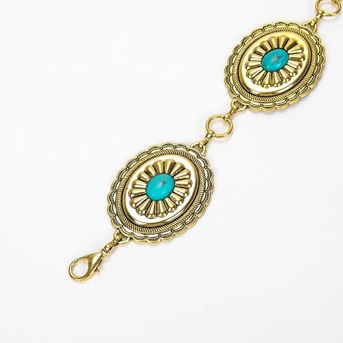 ILuvatar Waist Chain Women's Metal Dress With Sweater Gold Retro Turquoise Stone Punk Belt Concho Western Belts thumbnail 2