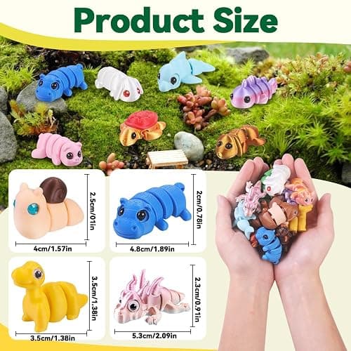 XIMISHOP 18Pcs 3D Printed Mini Animals，Cute Flexible Movable Joint 3D Printed Animal Fidget Toy for Home Office Desk Decoration Kids Party Favors Toys thumbnail 3