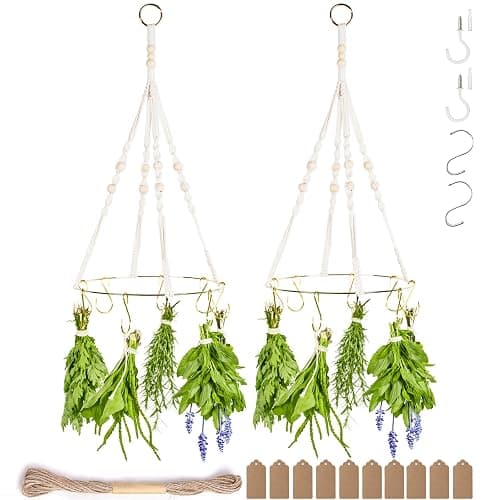 2pack Herb Drying Rack With 20pcs Golden Herb Dryer Hooks, Golden Color - Image 1