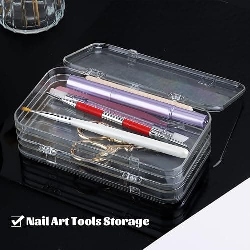 Fcozpjk Press On Nail Organizer Case, Tri-Fold Clear Acrylic Empty Press On Nail Storage Box Packaging Fake Tips Holder Color Display Stand Book Showing Shelves with 30PCS Double Sided Adhesive Tapes thumbnail 8