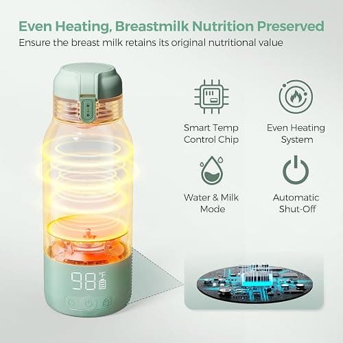 Momcozy Portable Bottle Warmer for Travel – Dual Heating Modes for Breast Milk & Water, Portable Milk Warmer with Fast Heating & Long Battery Life, 17 Ounces Large Capacity to Meet Your All-Day Needs thumbnail 4