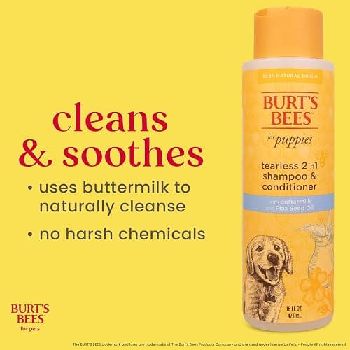 Burt's Bees for Puppies Natural Tearless 2 in 1 Shampoo and Conditioner | Made with Buttermilk and Linseed Oil | Best Tearless Puppy Shampoo for Gentle Skin and Coat | Made in USA, 16 Oz thumbnail 3
