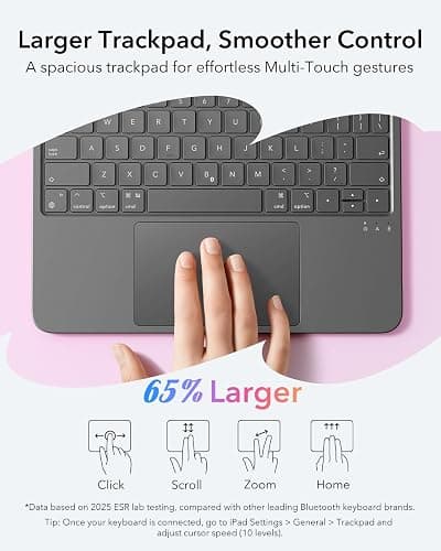 ESR for iPad (A16) 11th/10th Gen Flex Keyboard Case, Ultra-Light Magnetic Detachable Keyboard for iPad 10.9" with Writing/Viewing Modes, Larger Precision Trackpad, Dark Gray thumbnail 6