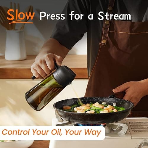 TrendPlain - Original 16oz/470ml Olive Oil Dispenser Bottle for Kitchen Gadgets and Air Fryer Accessories - Olive Oil Sprayer for Cooking w/Stickers - Black thumbnail 4