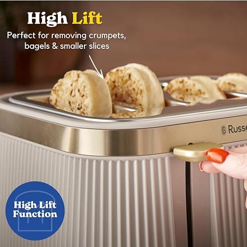 Russell Hobbs Toaster 4 Slice, Brontë Stone Stylish Matte & Chrome Design thumbnail 4