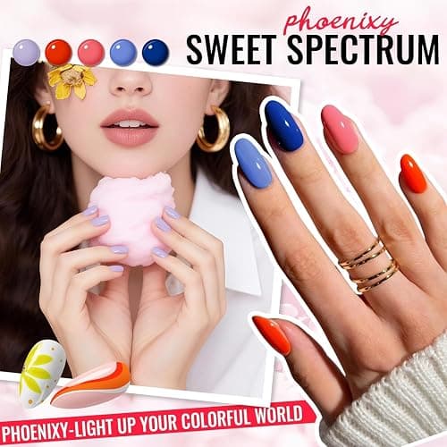 PHOENIXY Gel Nail Polish 42 Color Starter Set | with Base Coat & 4 Effects Top Coat Nail Set Starter Set Gifts for Women Girls thumbnail 3